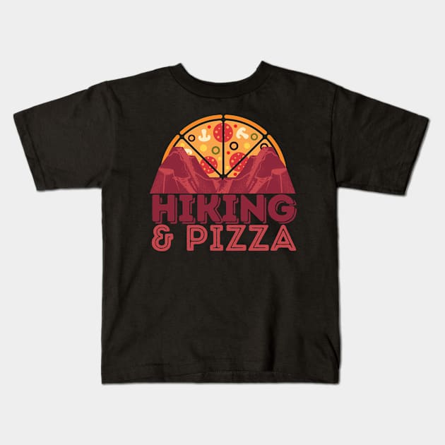 Hiking and Pizza Kids T-Shirt by Unique Treats Designs